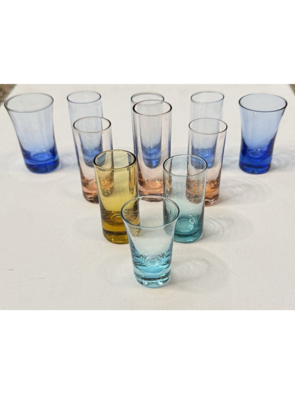 Mixed Lot of 11 MCM Shot Glasses Colorful Vintage Barware Mid Century 50’s Retro
